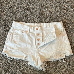 Ripped off-white jean shorts